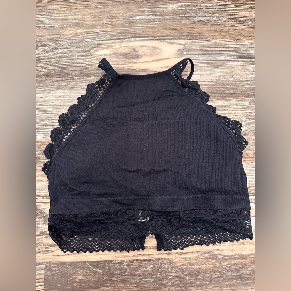 Fornia high neck lace bralette